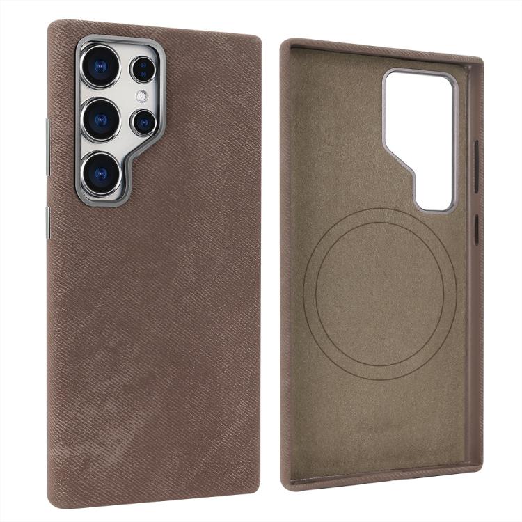 For Samsung Galaxy S24 Ultra 5G VIETAO Retro Denim Texture PU Leather MagSafe Phone Case