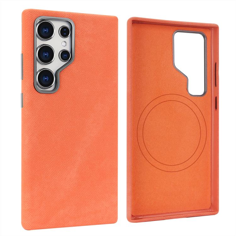 For Samsung Galaxy S24 Ultra 5G VIETAO Retro Denim Texture PU Leather MagSafe Phone Case