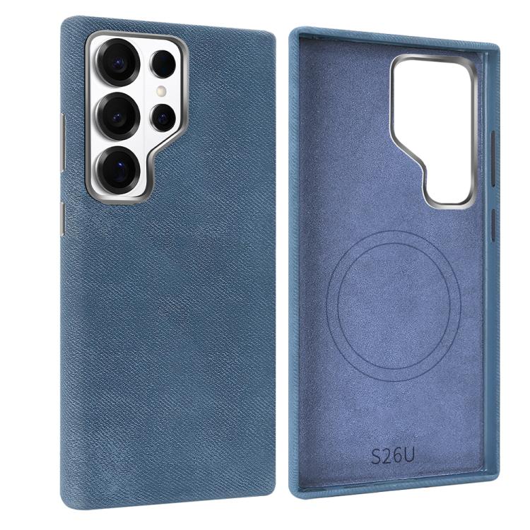 For Galaxy S26 Ultra 5G VIETAO Retro Denim Texture PU Leather MagSafe Phone Case