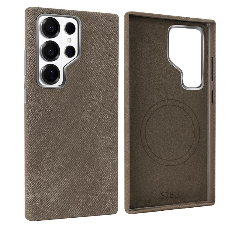 For Galaxy S26 Ultra 5G VIETAO Retro Denim Texture PU Leather MagSafe Phone Case