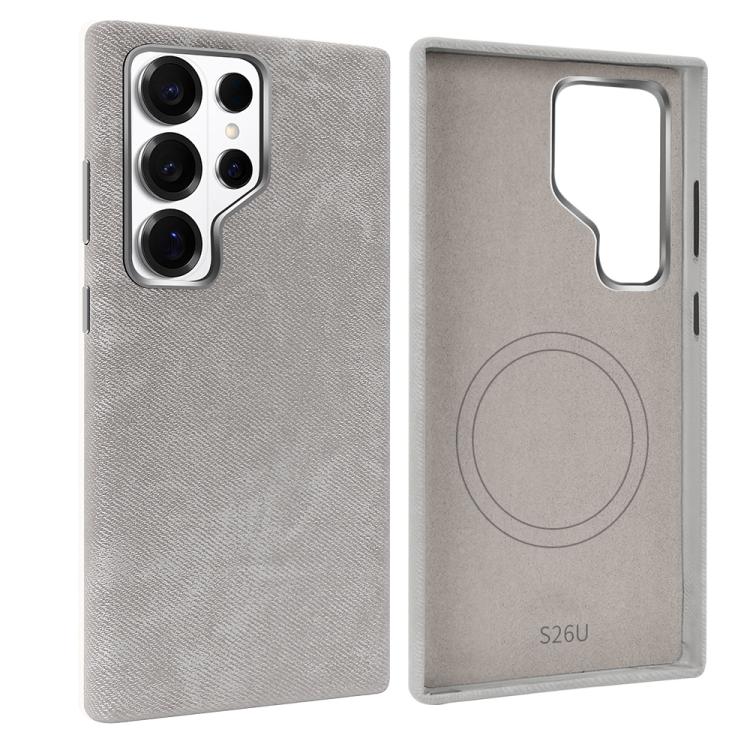 For Galaxy S26 Ultra 5G VIETAO Retro Denim Texture PU Leather MagSafe Phone Case