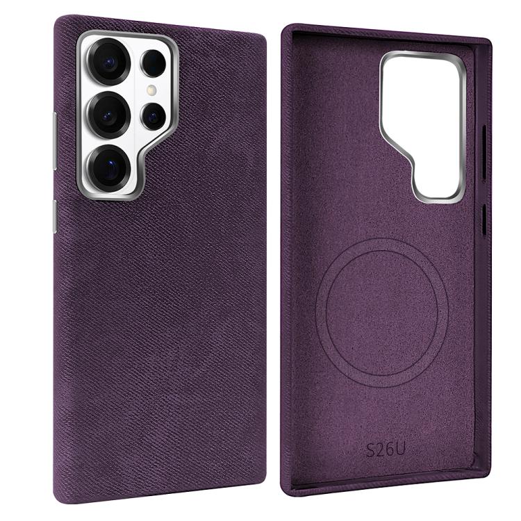 For Galaxy S26 Ultra 5G VIETAO Retro Denim Texture PU Leather MagSafe Phone Case