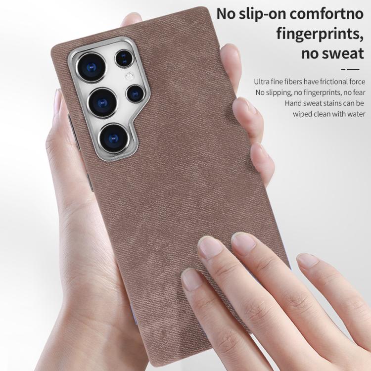 For Galaxy S26 Ultra 5G VIETAO Retro Denim Texture PU Leather MagSafe Phone Case