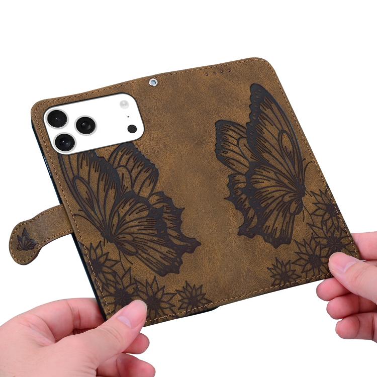 For iPhone 17 Pro Max Retro Skin Feel Butterflies Embossing Horizontal Flip Leather Phone Case
