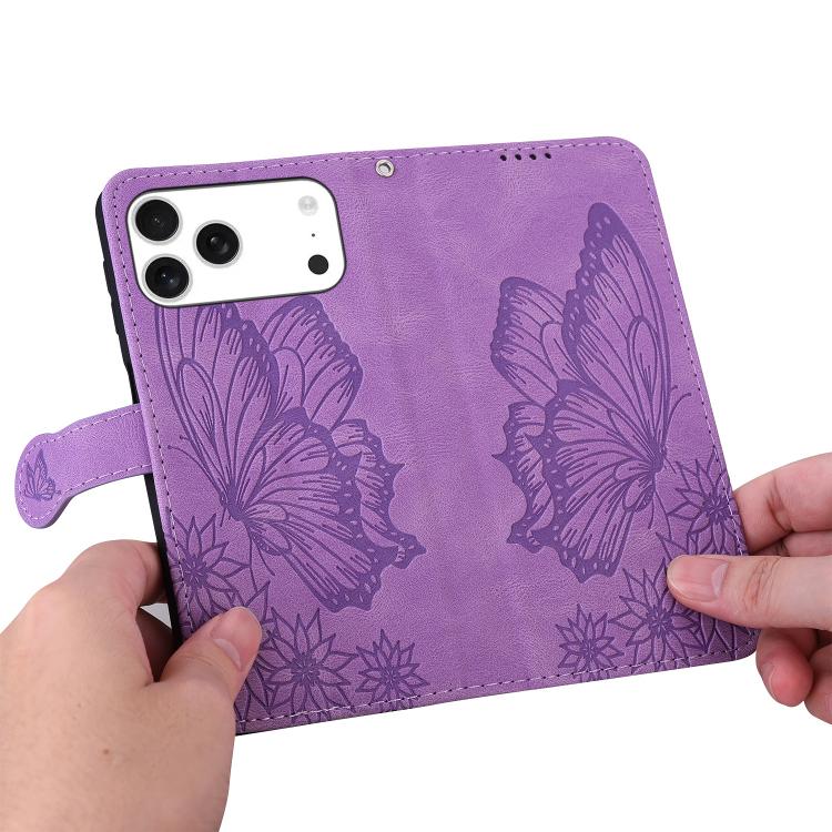 For iPhone 17 Pro Retro Skin Feel Butterflies Embossing Horizontal Flip Leather Phone Case