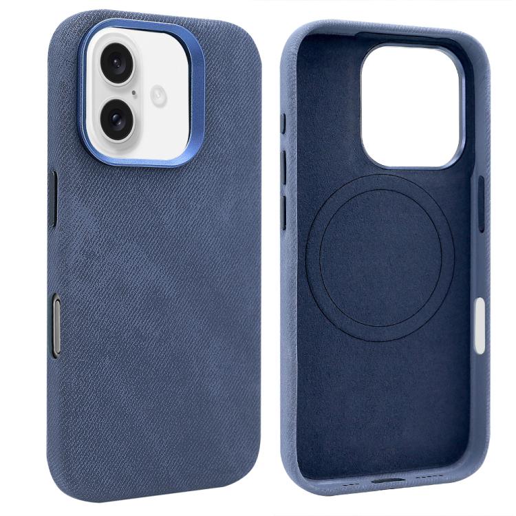 For iPhone 16 VIETAO Retro Denim Texture PU Leather MagSafe Phone Case