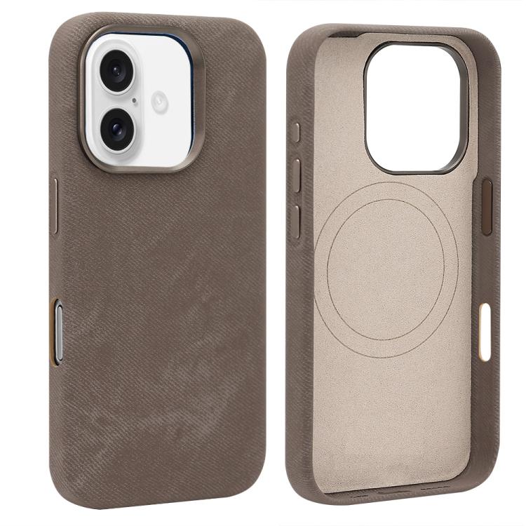 For iPhone 16 VIETAO Retro Denim Texture PU Leather MagSafe Phone Case