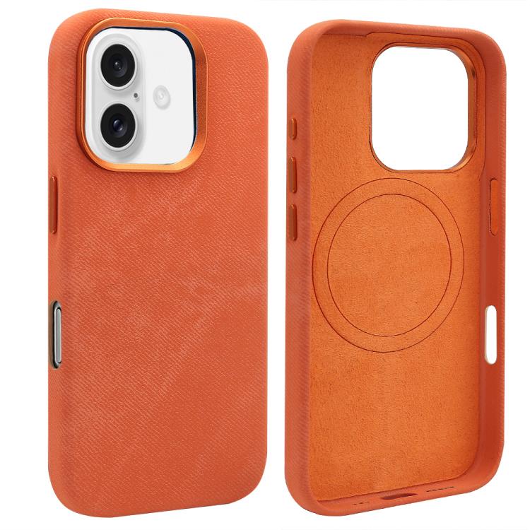 For iPhone 16 VIETAO Retro Denim Texture PU Leather MagSafe Phone Case