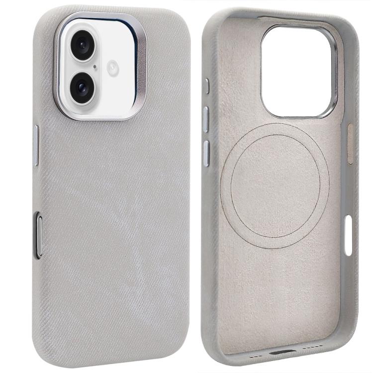 For iPhone 16 VIETAO Retro Denim Texture PU Leather MagSafe Phone Case