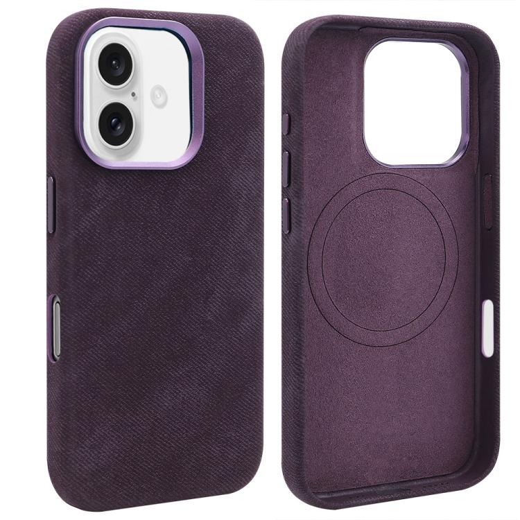 For iPhone 16 VIETAO Retro Denim Texture PU Leather MagSafe Phone Case