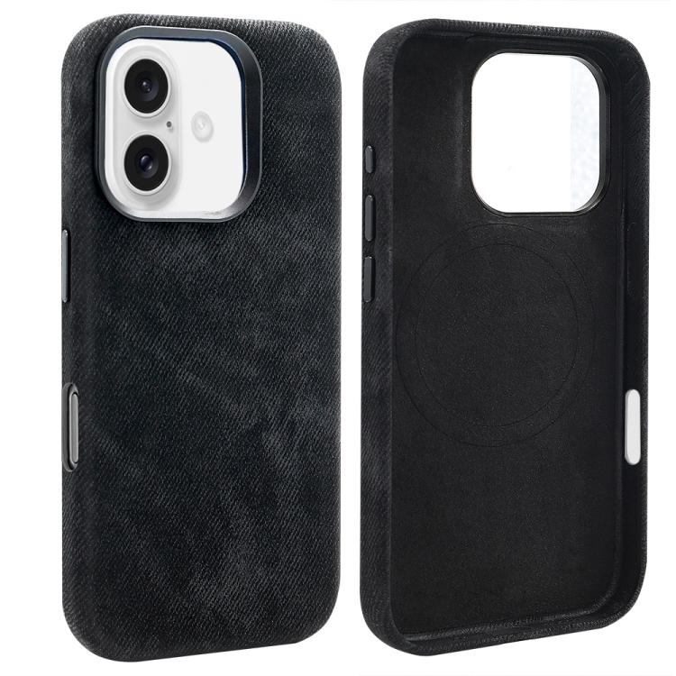 For iPhone 16 VIETAO Retro Denim Texture PU Leather MagSafe Phone Case