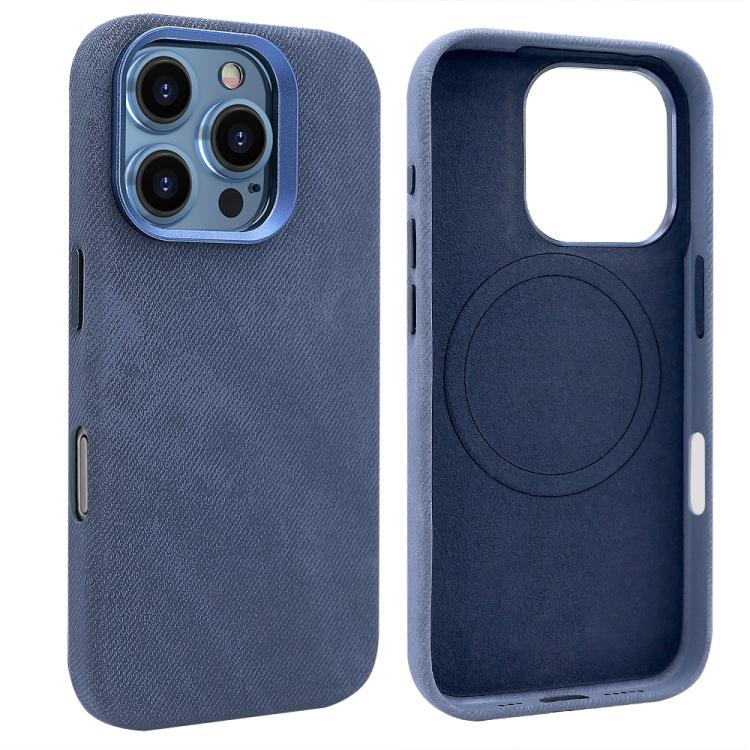 For iPhone 15 Pro Max VIETAO Retro Denim Texture PU Leather MagSafe Phone Case