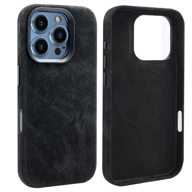 For iPhone 15 Pro Max VIETAO Retro Denim Texture PU Leather MagSafe Phone Case