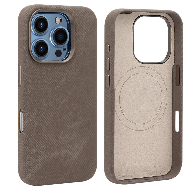 For iPhone 15 Pro VIETAO Retro Denim Texture PU Leather MagSafe Phone Case