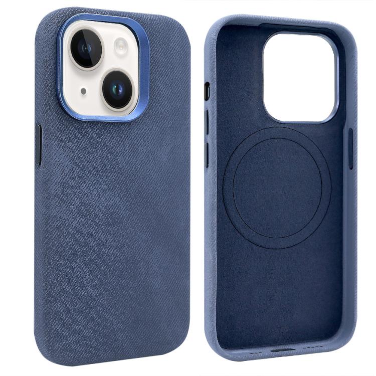 For iPhone 15 VIETAO Retro Denim Texture PU Leather MagSafe Phone Case