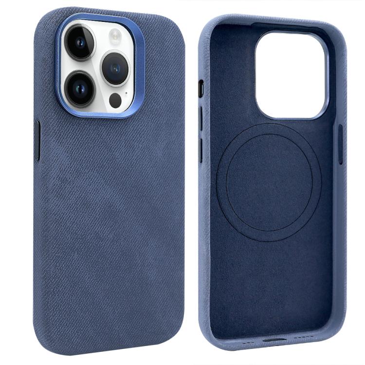 For iPhone 14 Pro Max VIETAO Retro Denim Texture PU Leather MagSafe Phone Case