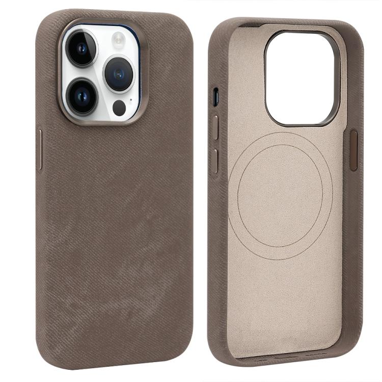 For iPhone 14 Pro Max VIETAO Retro Denim Texture PU Leather MagSafe Phone Case