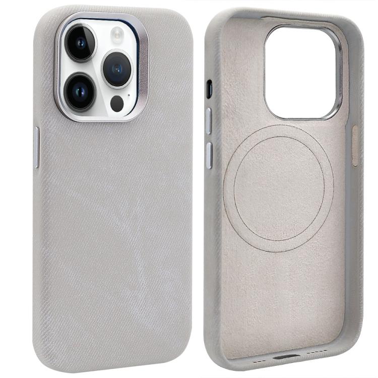 For iPhone 14 Pro Max VIETAO Retro Denim Texture PU Leather MagSafe Phone Case