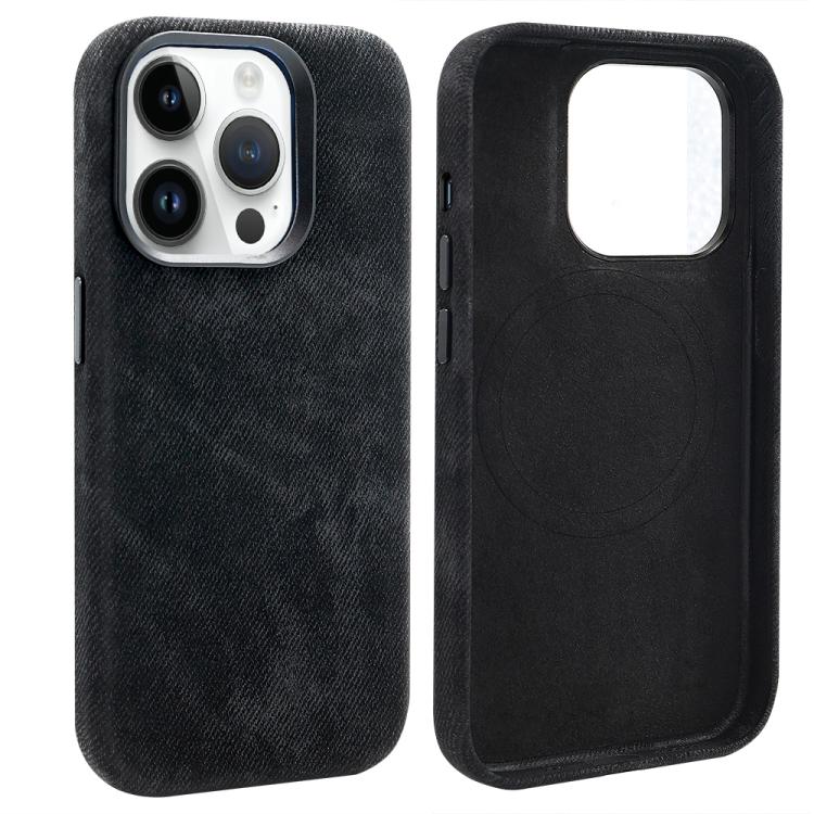 For iPhone 14 Pro Max VIETAO Retro Denim Texture PU Leather MagSafe Phone Case