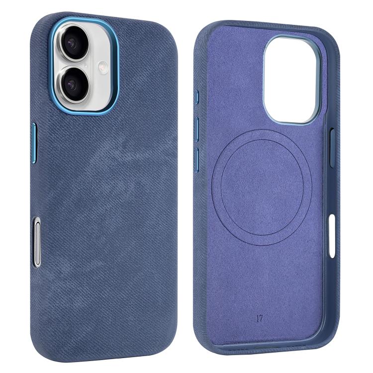 For iPhone 17 VIETAO Retro Denim Texture PU Leather MagSafe Phone Case