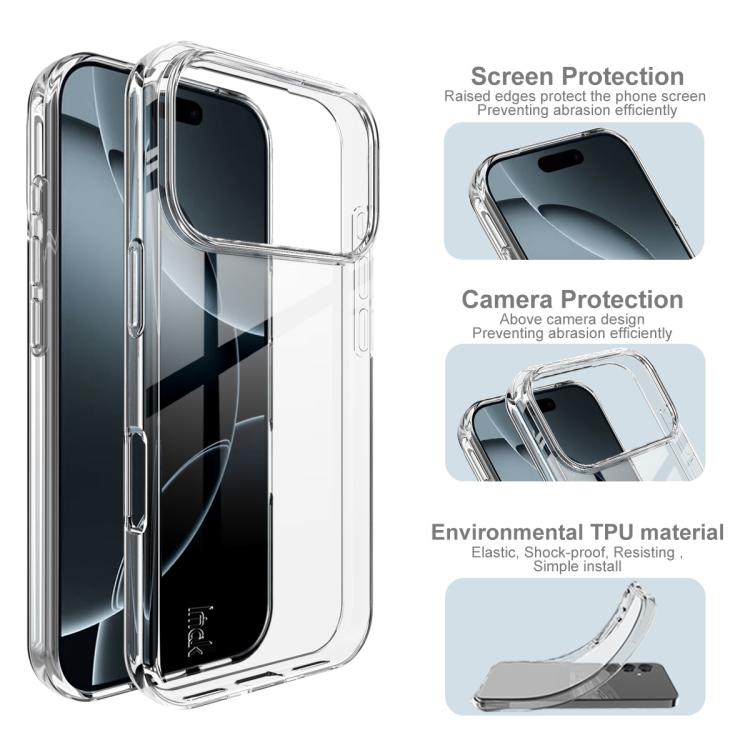 For iPhone 17 Pro imak UX-10 Series Transparent Shockproof TPU Phone Case - Transparent