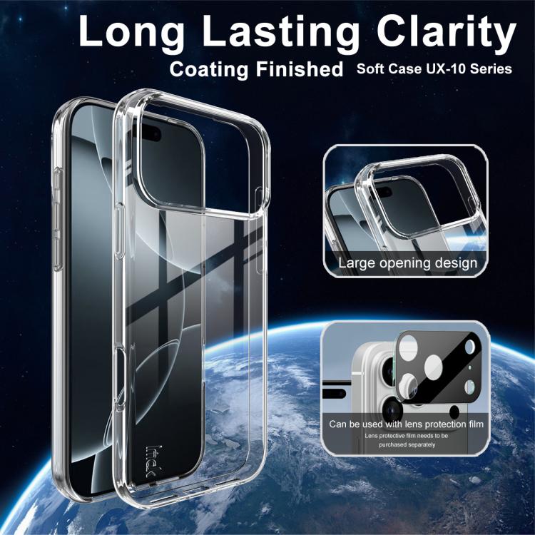 For iPhone 17 Pro Max imak UX-10 Series Transparent Shockproof TPU Phone Case - Transparent