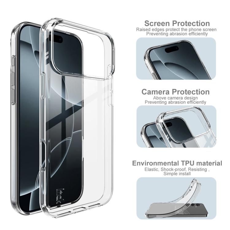 For iPhone 17 Pro Max imak UX-10 Series Transparent Shockproof TPU Phone Case - Transparent