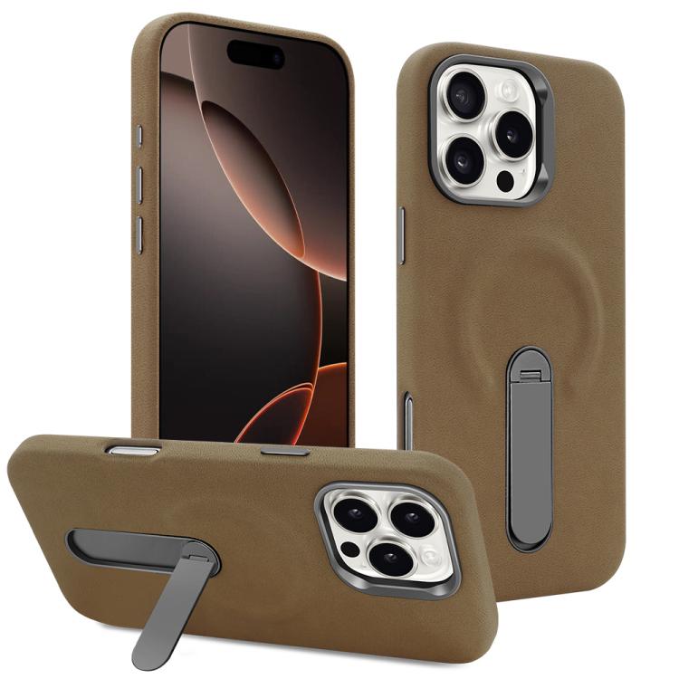 For iPhone 16 Pro Max VIETAO Suede MagSafe PU Leather Phone Case with Holder