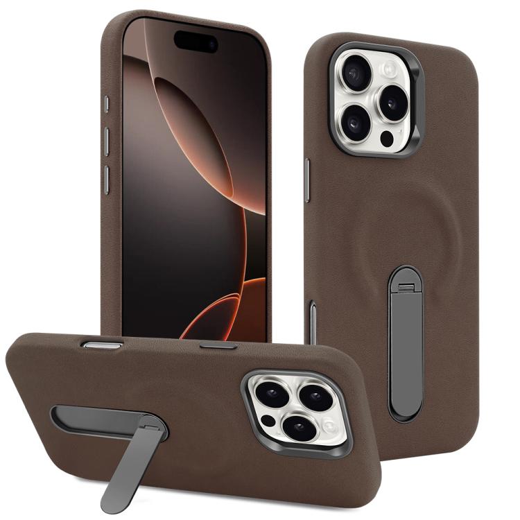 For iPhone 16 Pro Max VIETAO Suede MagSafe PU Leather Phone Case with Holder