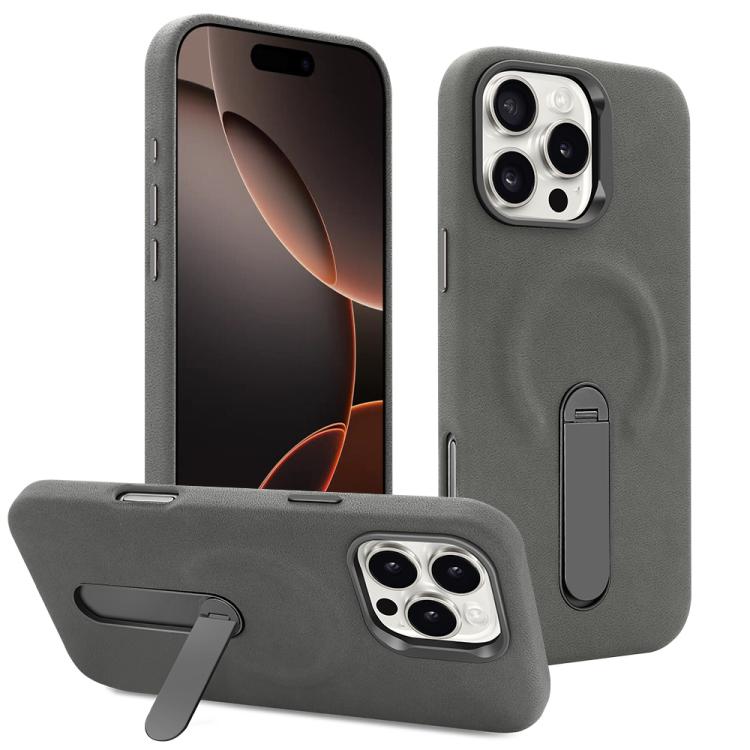 For iPhone 16 Pro Max VIETAO Suede MagSafe PU Leather Phone Case with Holder