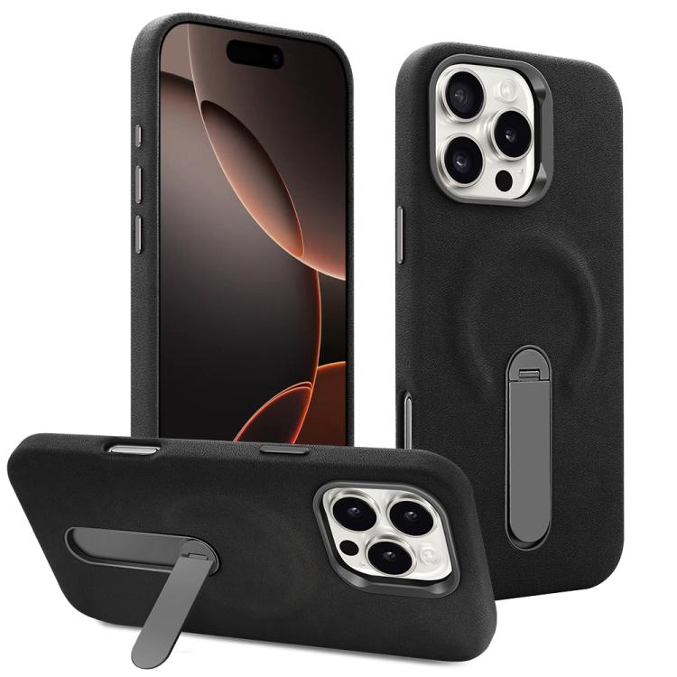 For iPhone 16 Pro Max VIETAO Suede MagSafe PU Leather Phone Case with Holder
