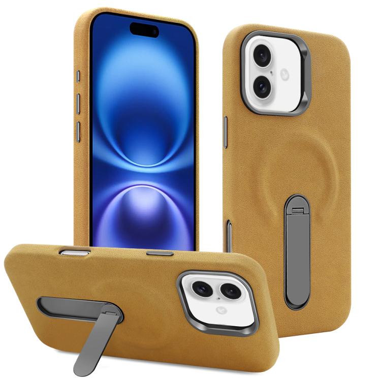 For iPhone 16 VIETAO Suede MagSafe PU Leather Phone Case with Holder