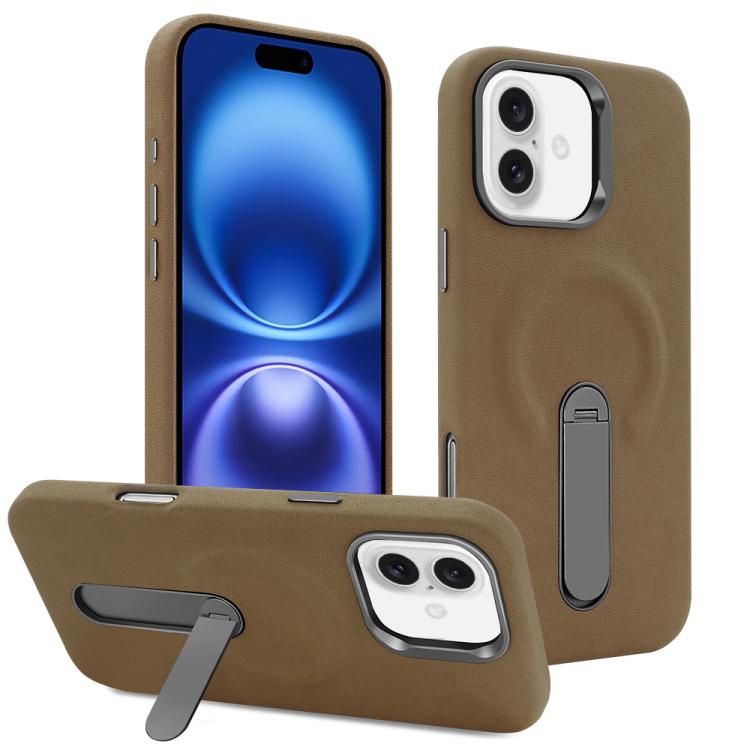 For iPhone 16 VIETAO Suede MagSafe PU Leather Phone Case with Holder