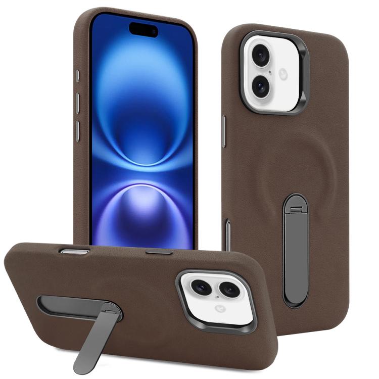 For iPhone 16 VIETAO Suede MagSafe PU Leather Phone Case with Holder