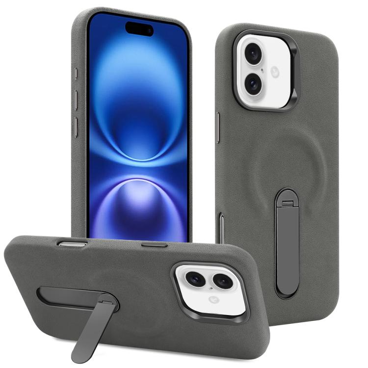 For iPhone 16 VIETAO Suede MagSafe PU Leather Phone Case with Holder