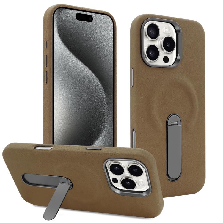 For iPhone 15 Pro VIETAO Suede MagSafe PU Leather Phone Case with Holder