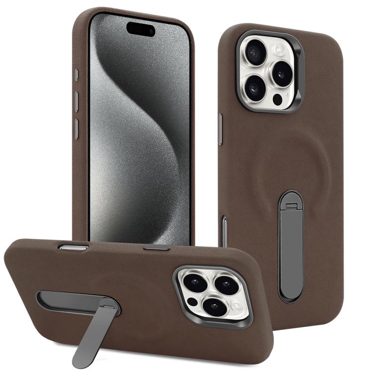 For iPhone 15 Pro VIETAO Suede MagSafe PU Leather Phone Case with Holder