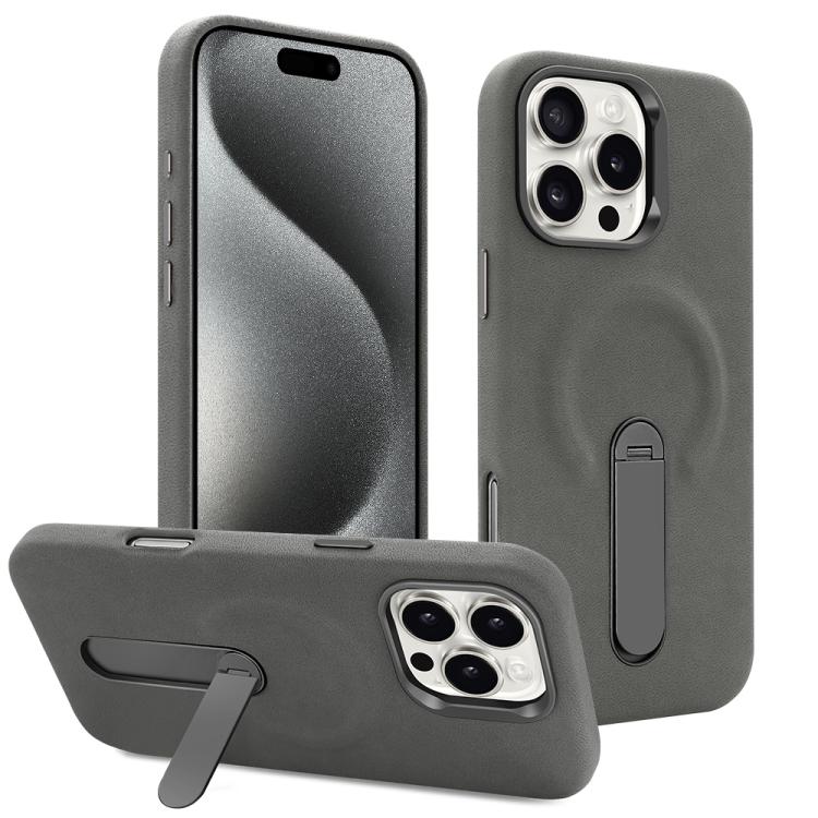 For iPhone 15 Pro VIETAO Suede MagSafe PU Leather Phone Case with Holder
