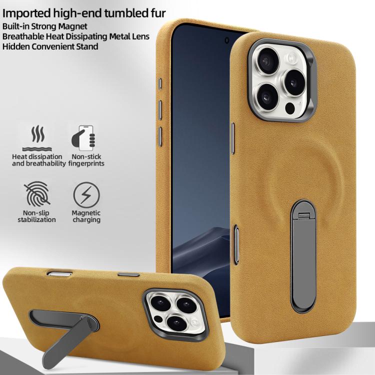 For iPhone 16 Pro VIETAO Suede MagSafe PU Leather Phone Case with Holder