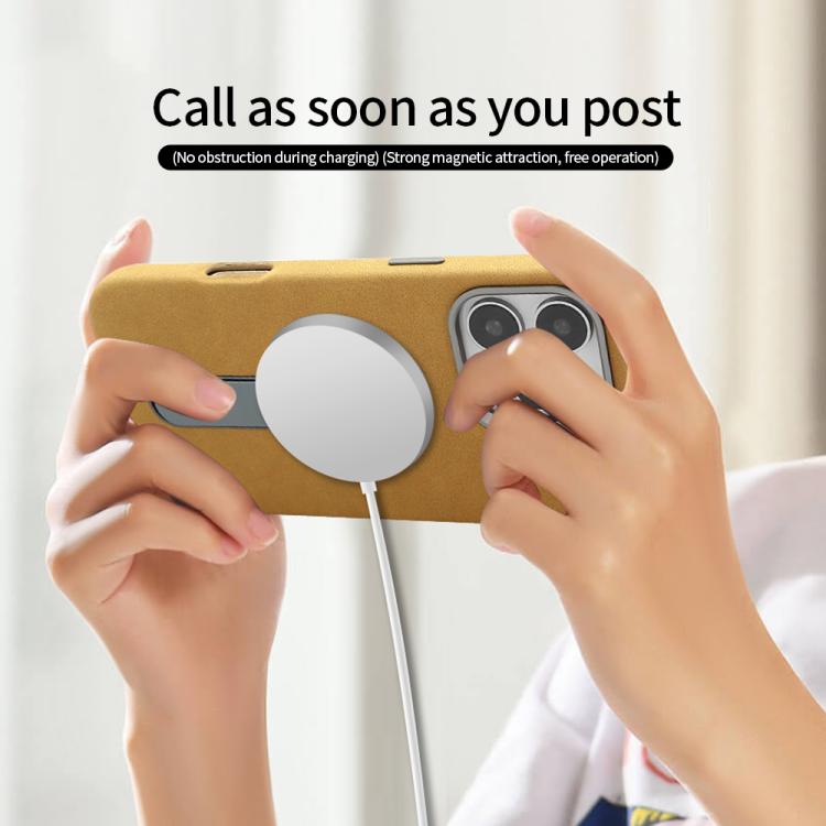 For iPhone 16 VIETAO Suede MagSafe PU Leather Phone Case with Holder