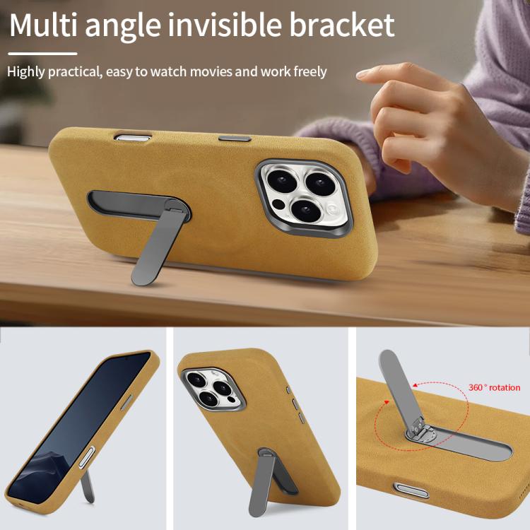 For iPhone 16 Pro Max VIETAO Suede MagSafe PU Leather Phone Case with Holder