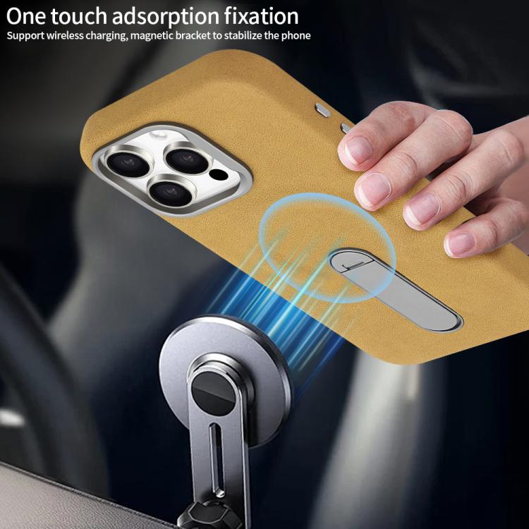 For iPhone 16 Pro Max VIETAO Suede MagSafe PU Leather Phone Case with Holder