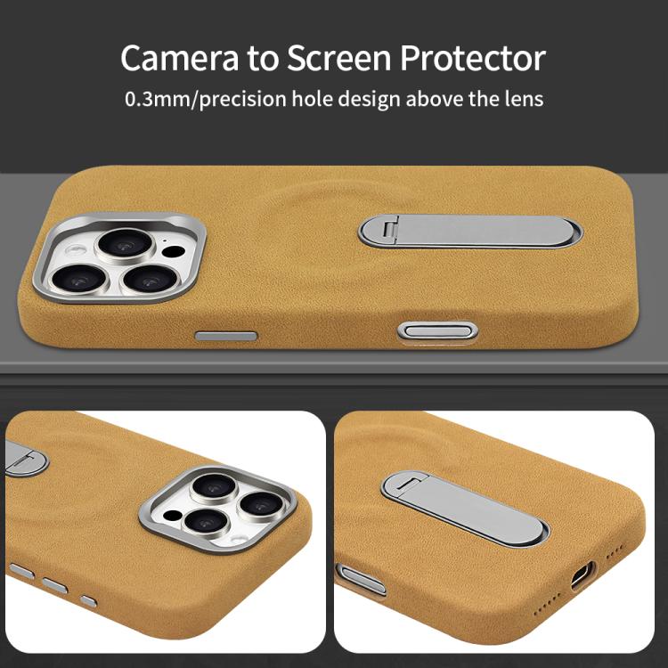 For iPhone 15 Pro VIETAO Suede MagSafe PU Leather Phone Case with Holder
