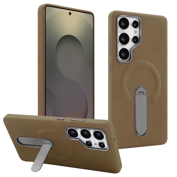 For Samsung Galaxy S25 Ultra 5G VIETAO Suede MagSafe PU Leather Phone Case with Holder