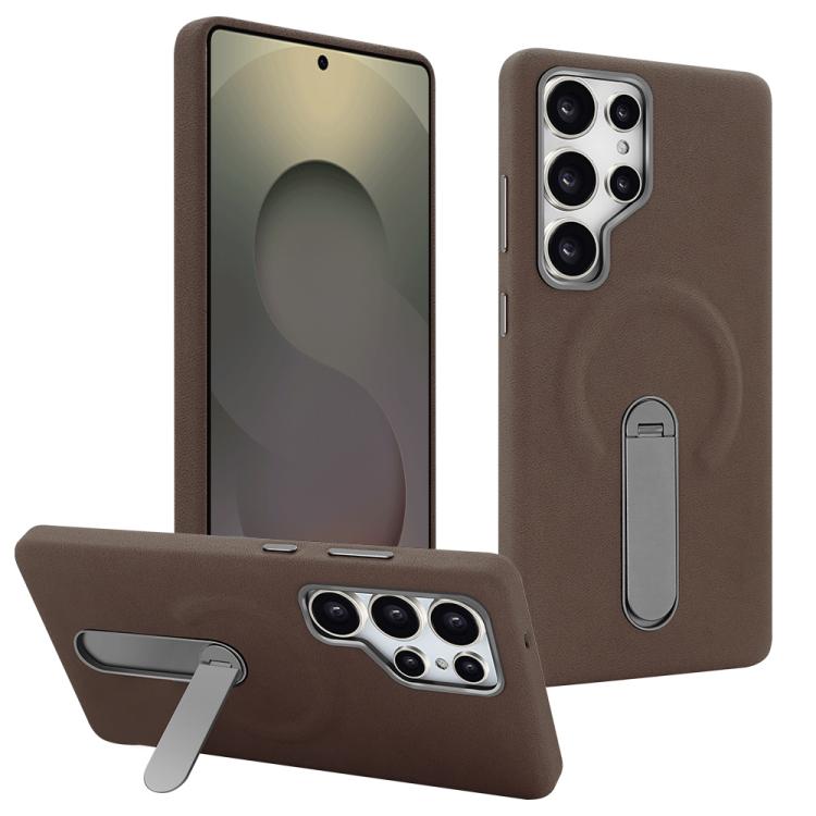 For Samsung Galaxy S25 Ultra 5G VIETAO Suede MagSafe PU Leather Phone Case with Holder