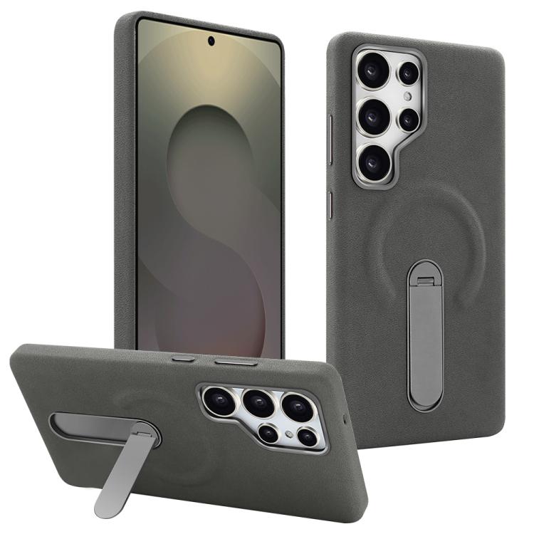 For Samsung Galaxy S25 Ultra 5G VIETAO Suede MagSafe PU Leather Phone Case with Holder