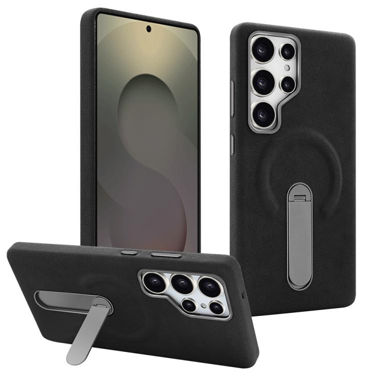 For Samsung Galaxy S25 Ultra 5G VIETAO Suede MagSafe PU Leather Phone Case with Holder