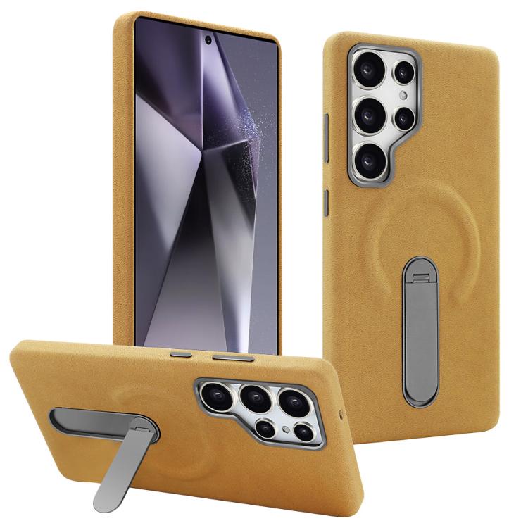 For Samsung Galaxy S24 Ultra 5G VIETAO Suede MagSafe PU Leather Phone Case with Holder