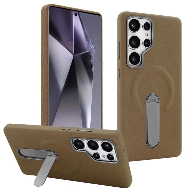 For Samsung Galaxy S24 Ultra 5G VIETAO Suede MagSafe PU Leather Phone Case with Holder