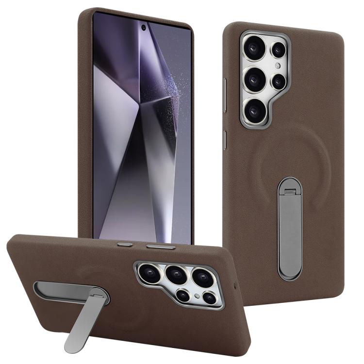For Samsung Galaxy S24 Ultra 5G VIETAO Suede MagSafe PU Leather Phone Case with Holder